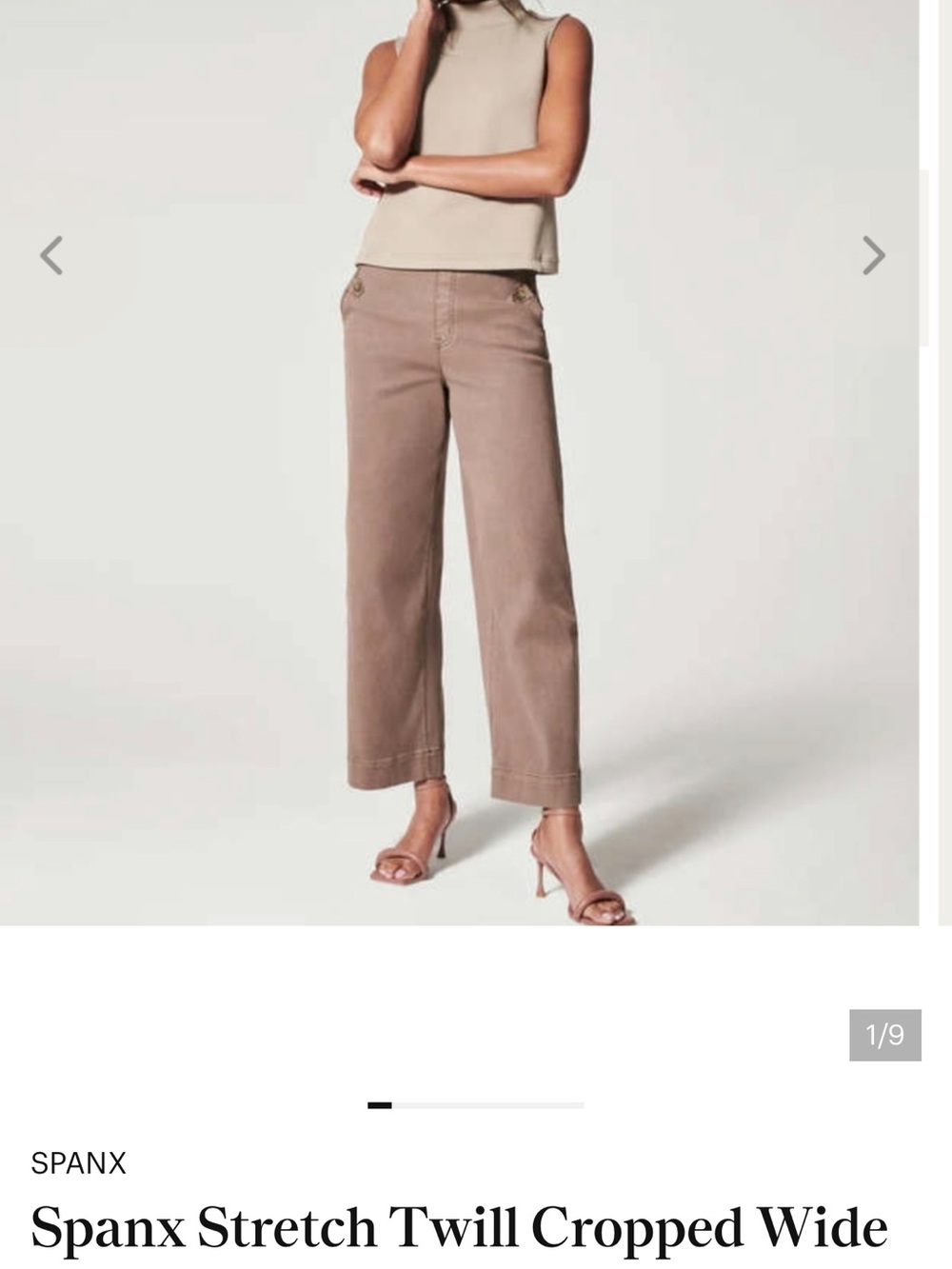 SPANX Cropped Wide-Leg Pants in Taupe